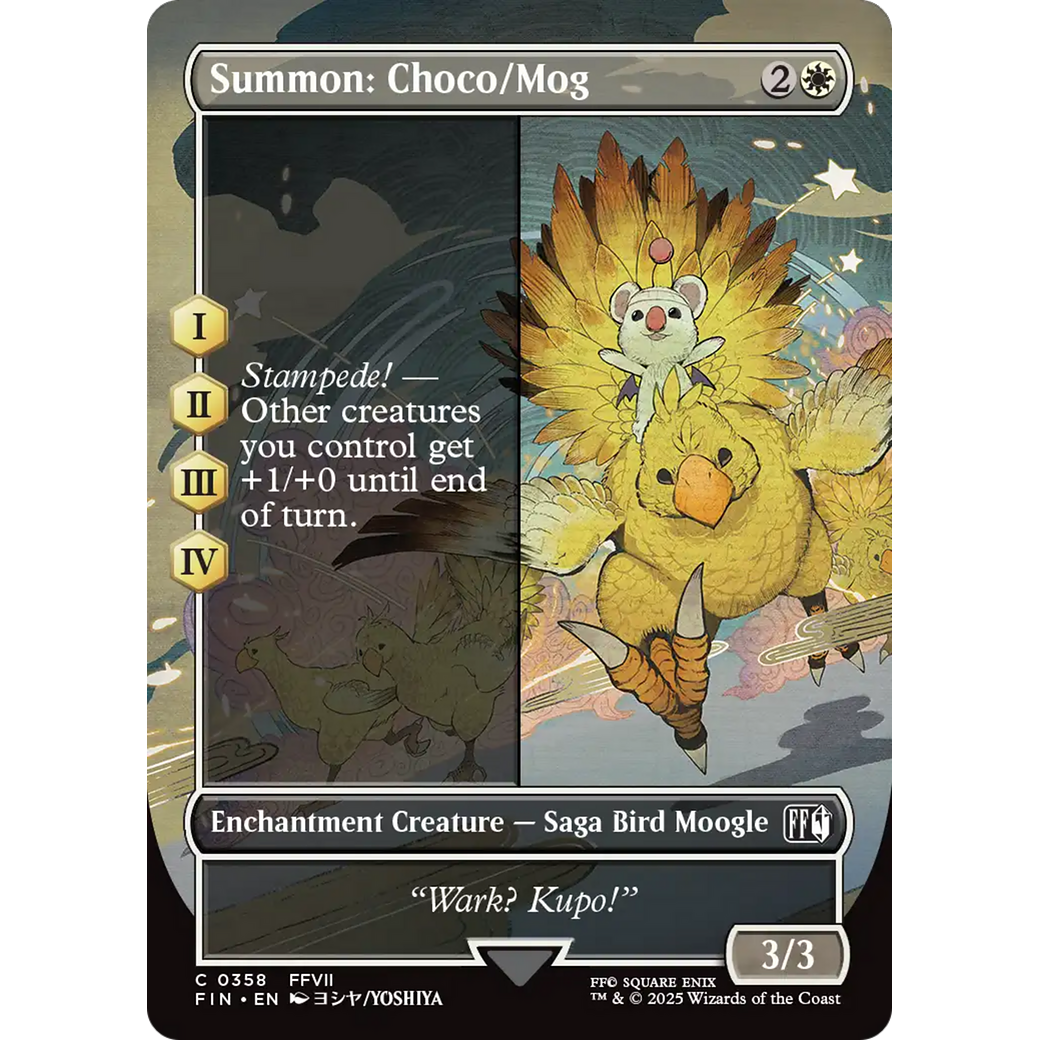 Summon: Choco/Mog (FIN-358) - FINAL FANTASY: (borderless, enchantment) (Borderless) Foil