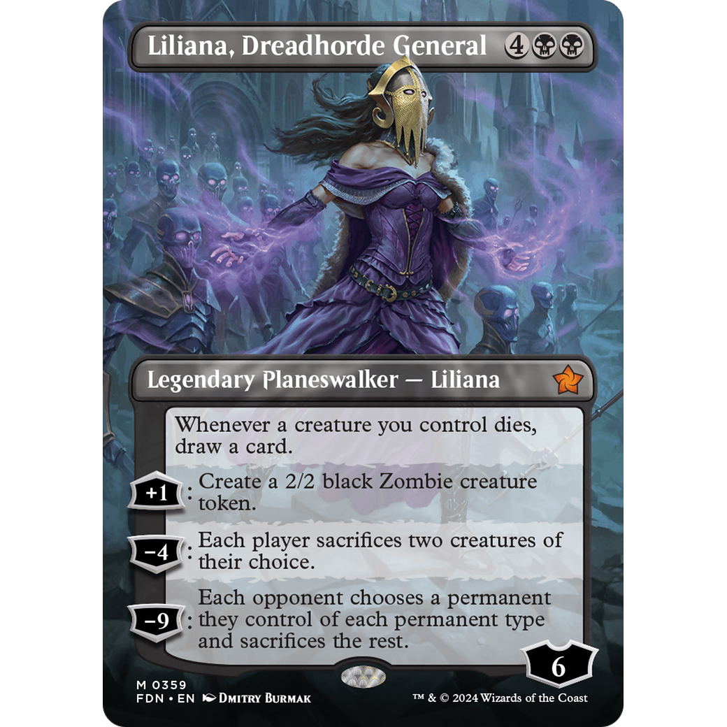 Liliana, Dreadhorde General (FDN-359) - Foundations (Borderless) Foil