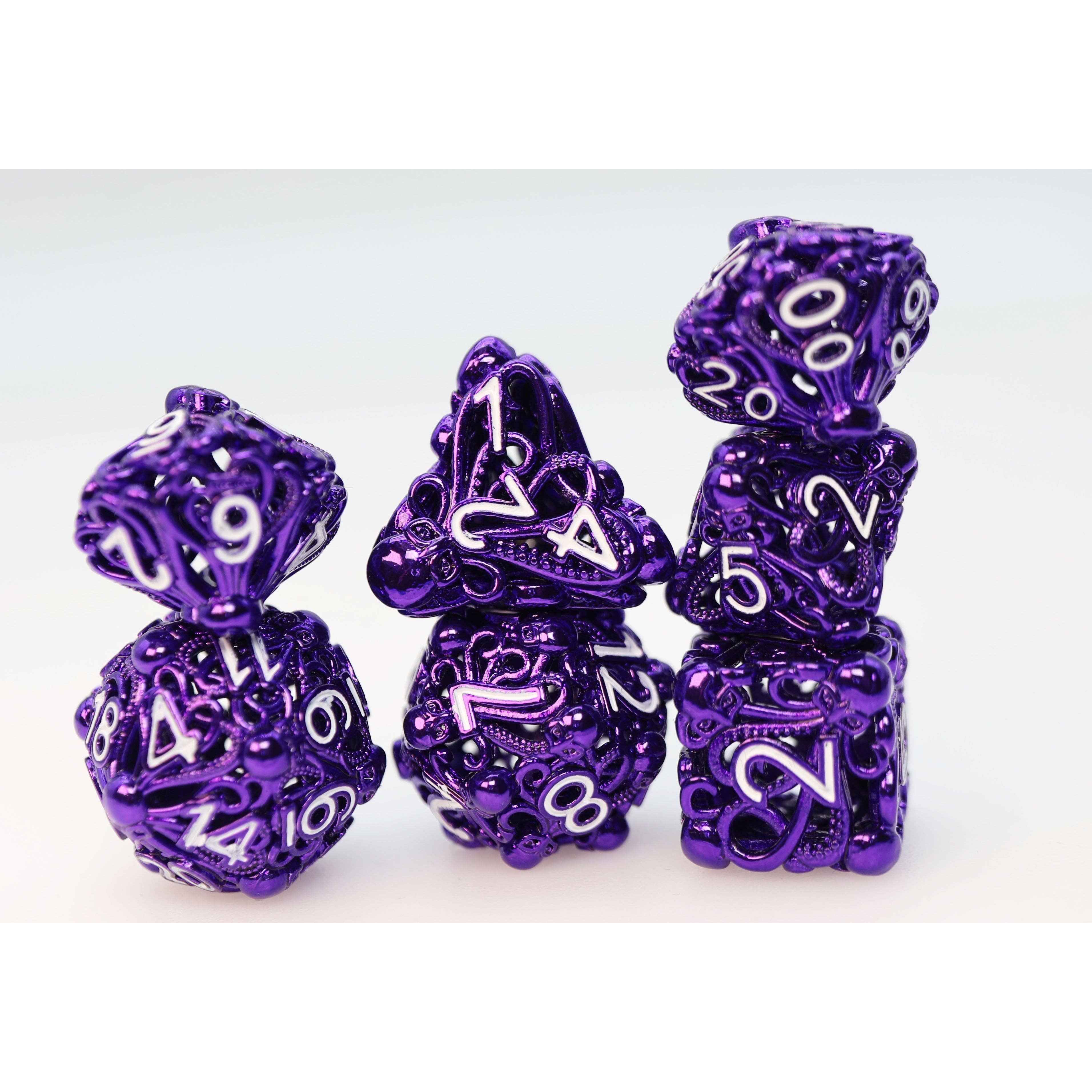 Mind Eater: Electric Purple - Hollow Metal RPG Dice Set