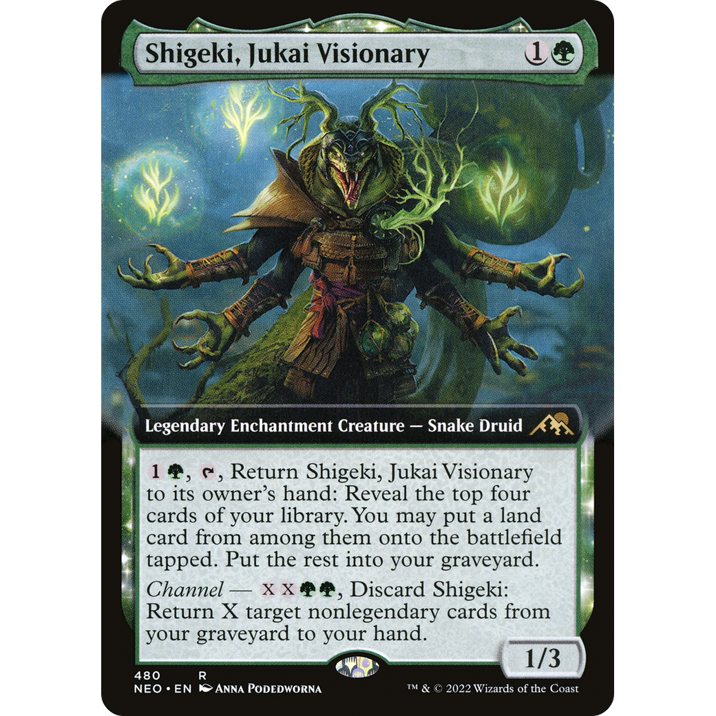 Shigeki, Jukai Visionary (NEO-480) - Kamigawa: Neon Dynasty: (Extended Art, enchantment) Foil