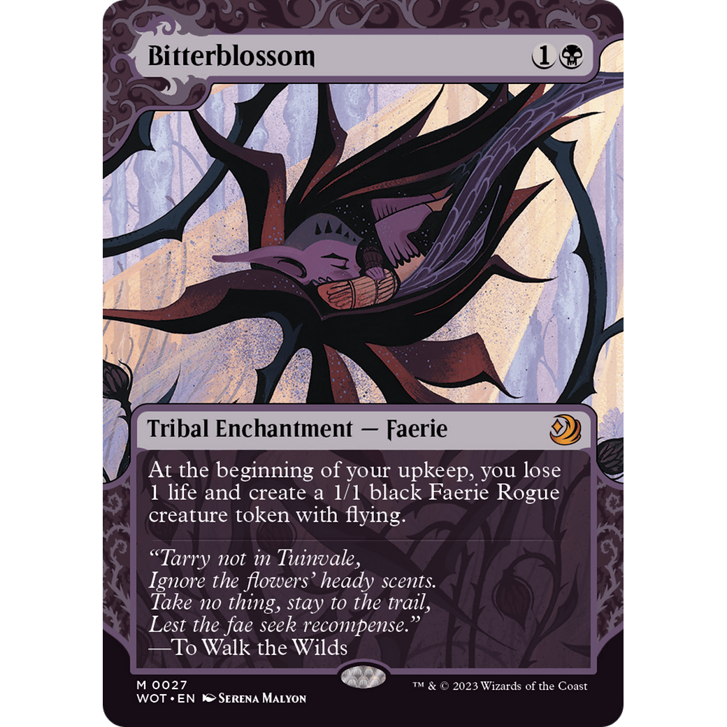 Bitterblossom (WOT-027) - Wilds of Eldraine: Enchanting Tales: (Showcase) (Borderless) Foil