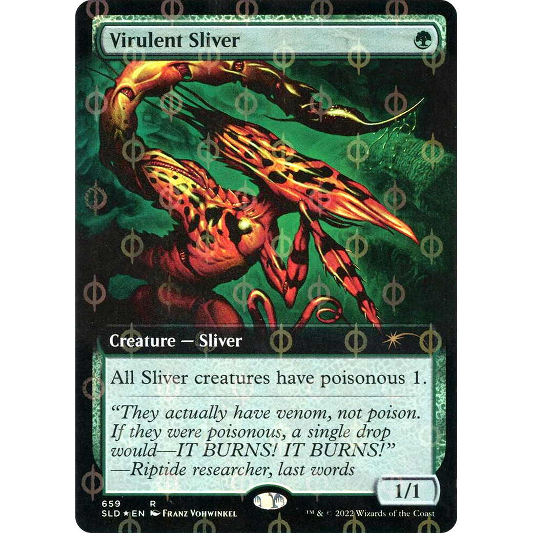 Virulent Sliver (Extended Art) (Step-and-Compleat Foil) (SLD-659) - Secret Lair Drop: (Extended Art) Foil