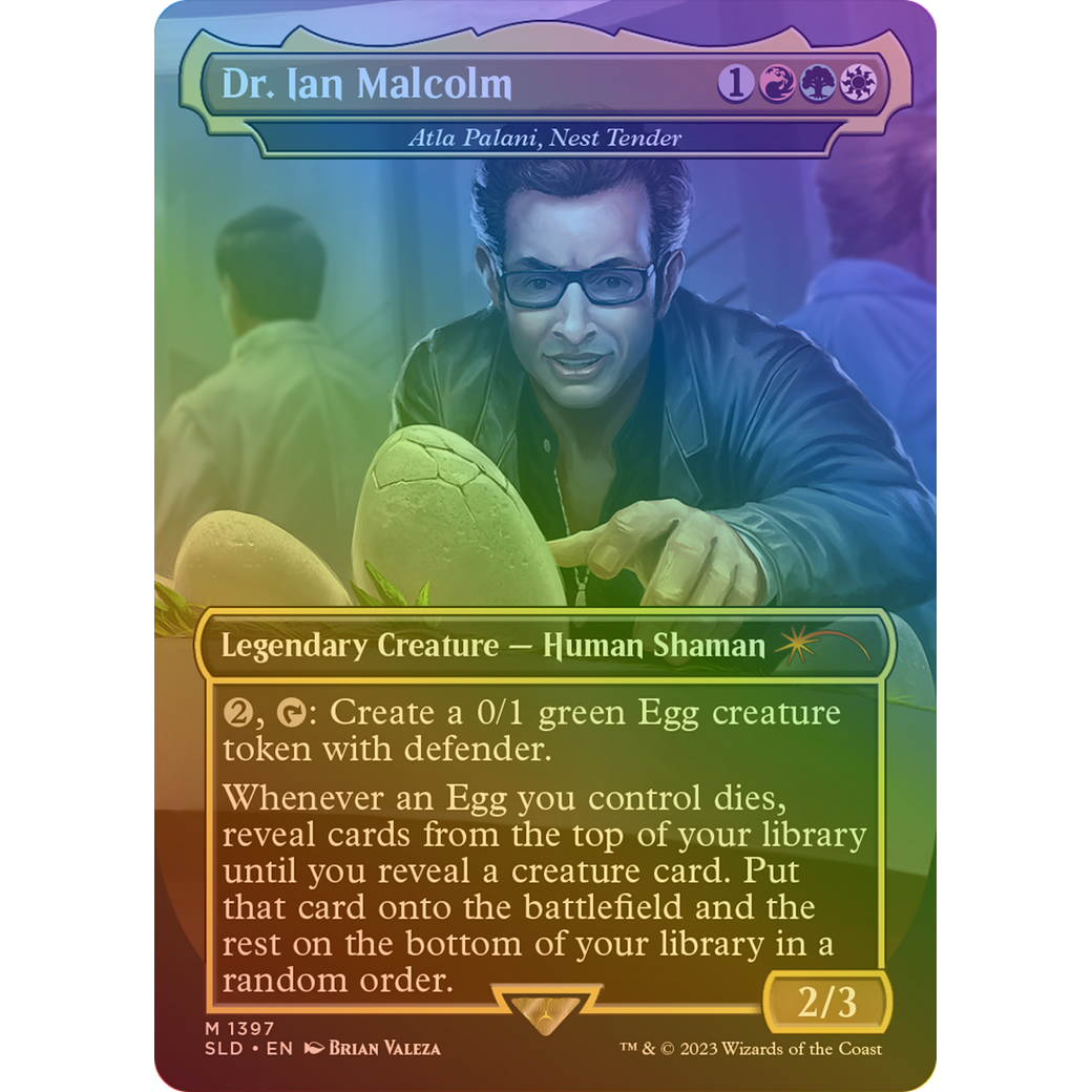 Dr. Ian Malcolm - Atla Palani, Nest Tender (Rainbow Foil) (SLD-1397) - Secret Lair Drop / Dr. Ian Malcolm (Borderless) Foil