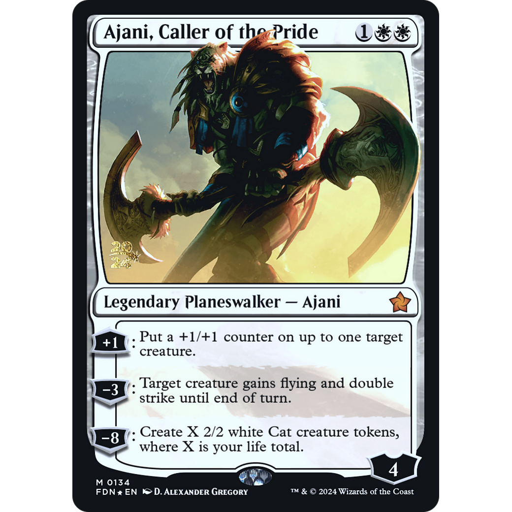 Ajani, Caller of the Pride (PRE-134) - Foundations Promos Foil