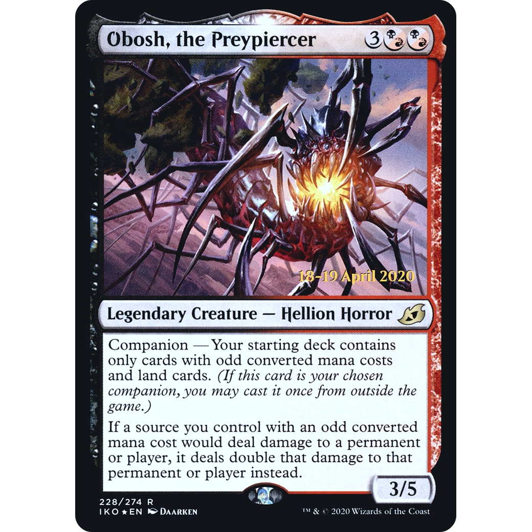 Obosh, the Preypiercer (PRE-228) - Ikoria: Lair of Behemoths Promos: (companion) Foil
