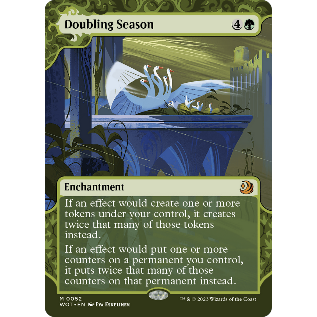 Doubling Season (WOT-052) - Wilds of Eldraine: Enchanting Tales: (Showcase) (Borderless) Foil