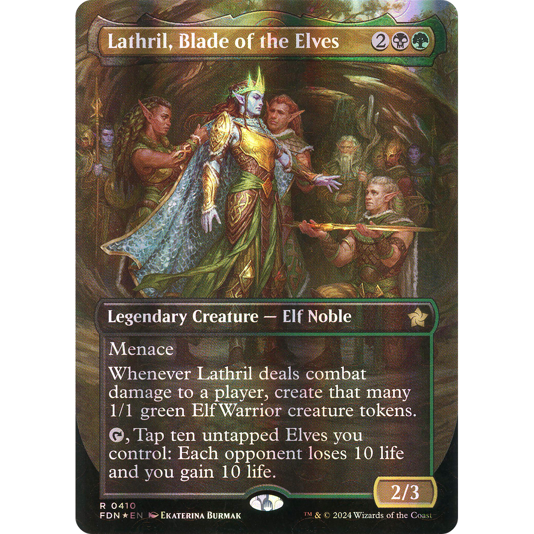 Lathril, Blade of the Elves (FDN-410) - Foundations (Borderless) Foil