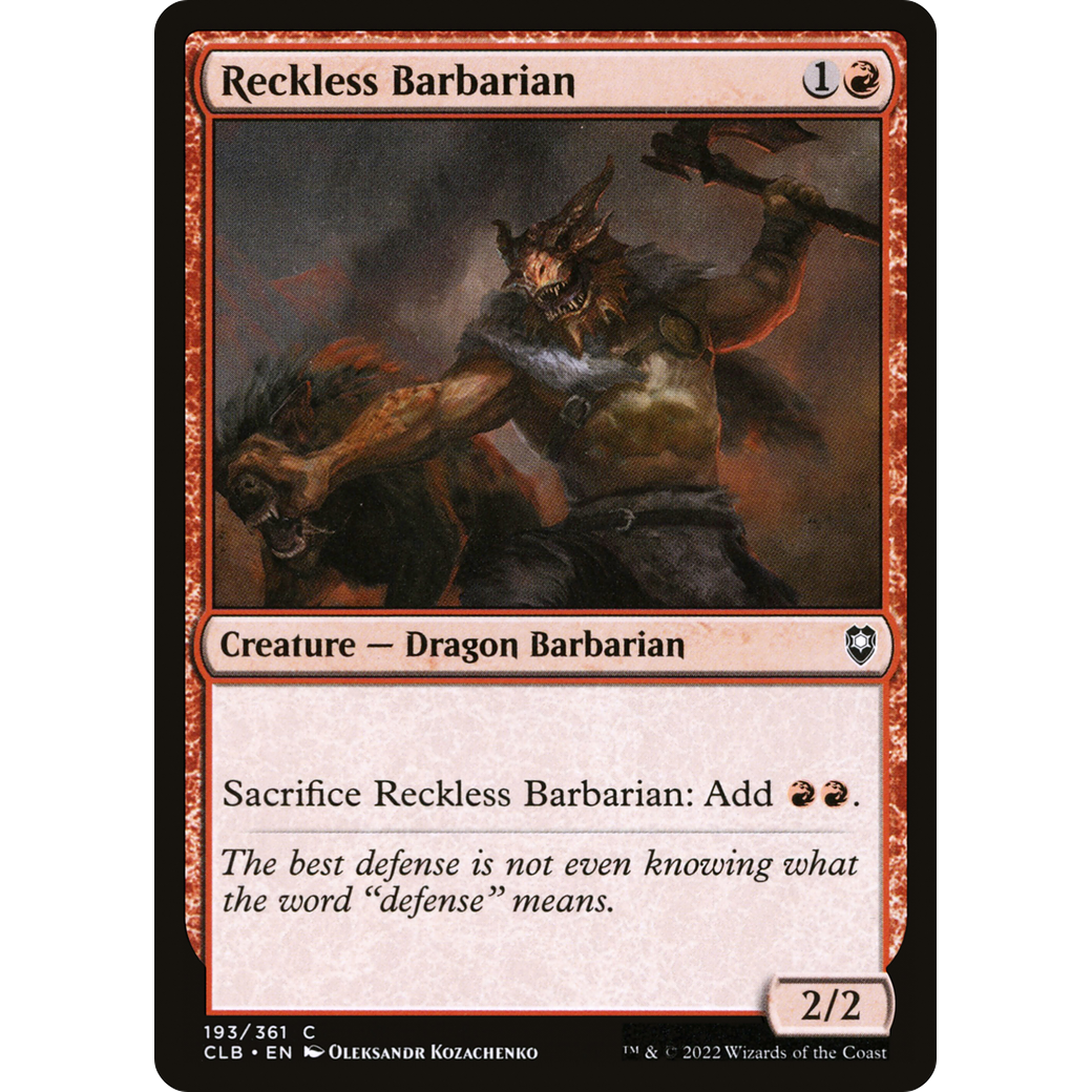 Reckless Barbarian (CLB-193) - Commander Legends: Battle for Baldur's Gate