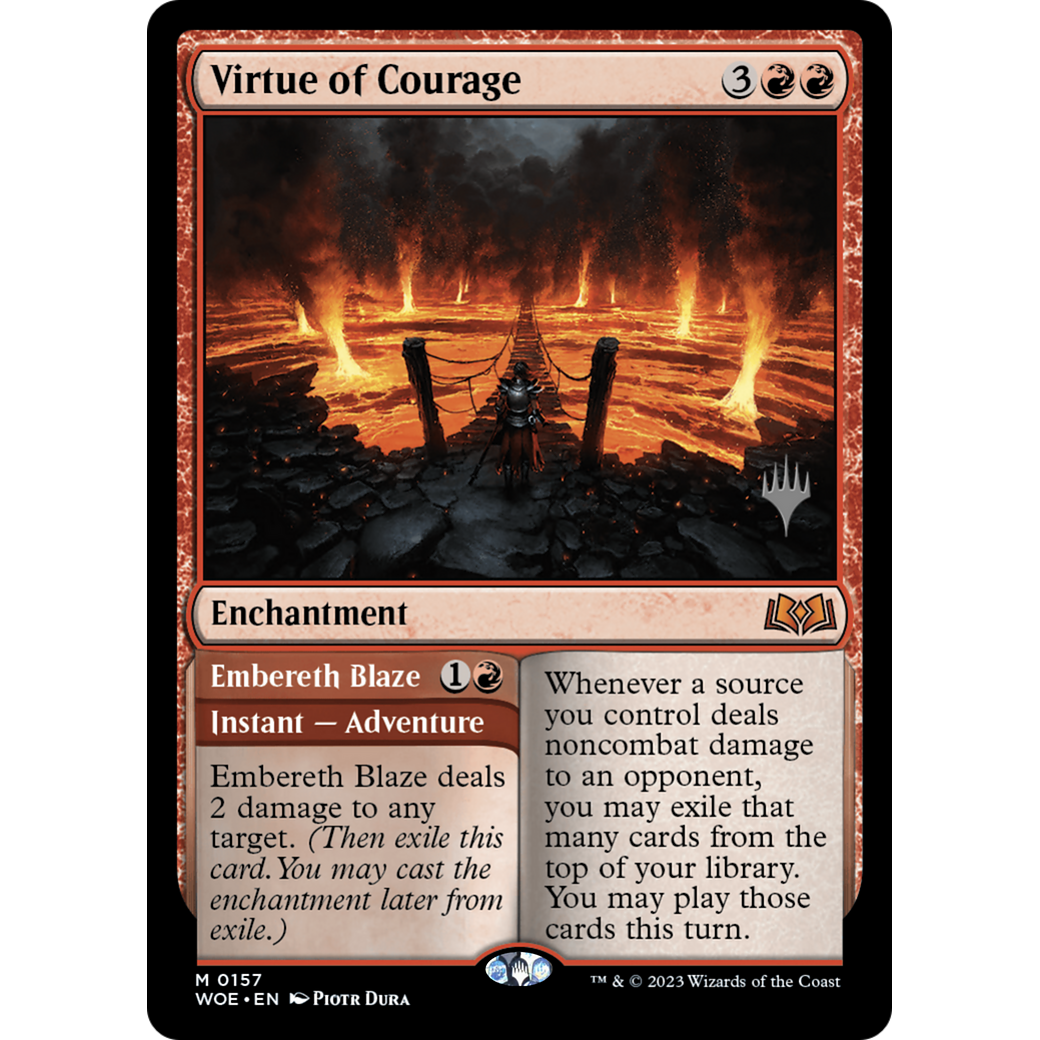 Virtue of Courage // Embereth Blaze (PPWOE-157P) - Wilds of Eldraine Promos Foil