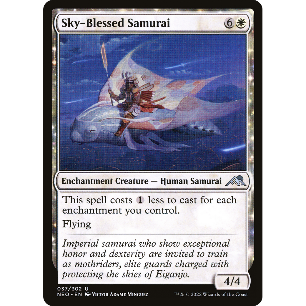 Sky-Blessed Samurai (NEO-037) - Kamigawa: Neon Dynasty: (enchantment) Foil