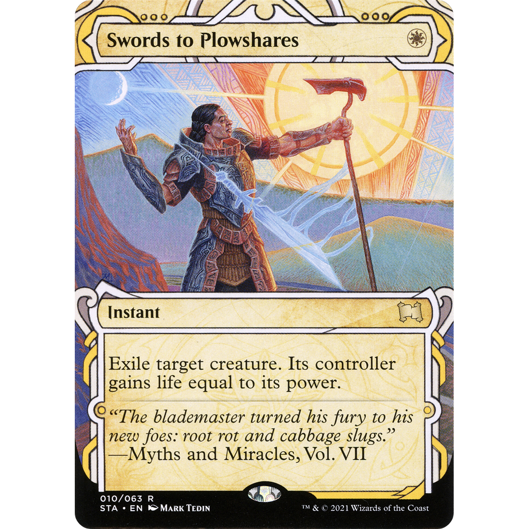 Swords to Plowshares (STA-010) - Strixhaven Mystical Archive: (Showcase) (Borderless) Foil