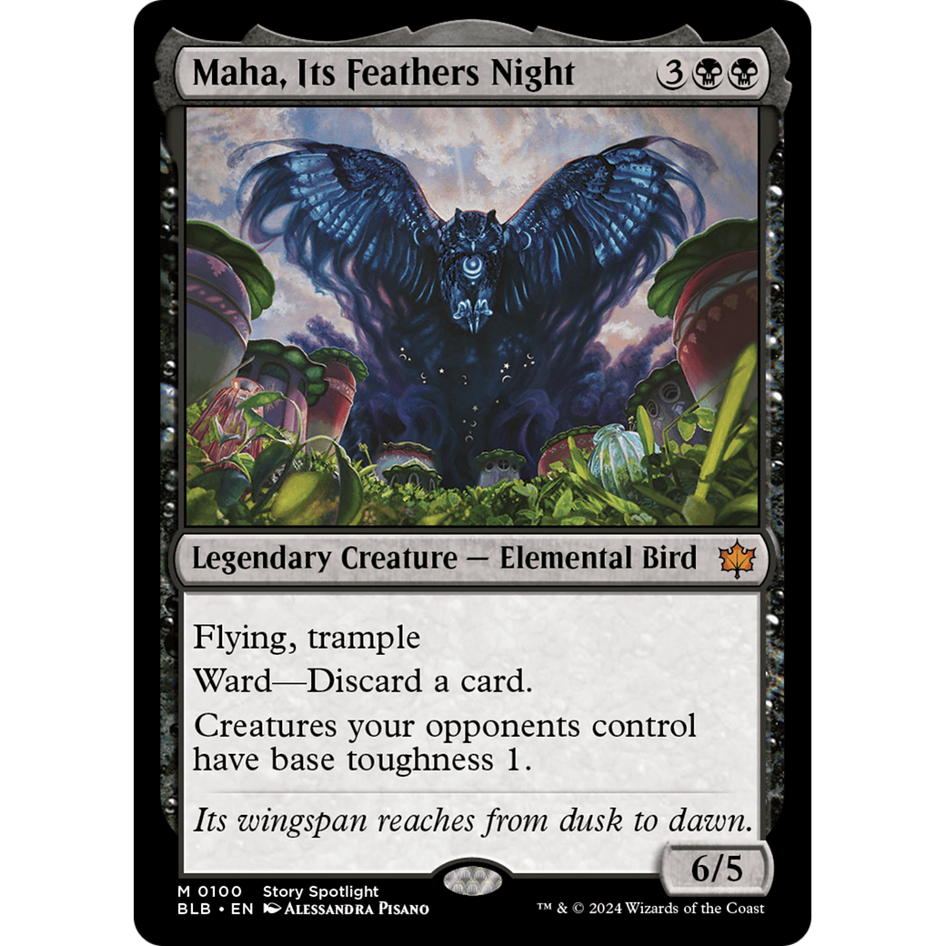 Maha, Its Feathers Night (BLB-100) - Bloomburrow Foil