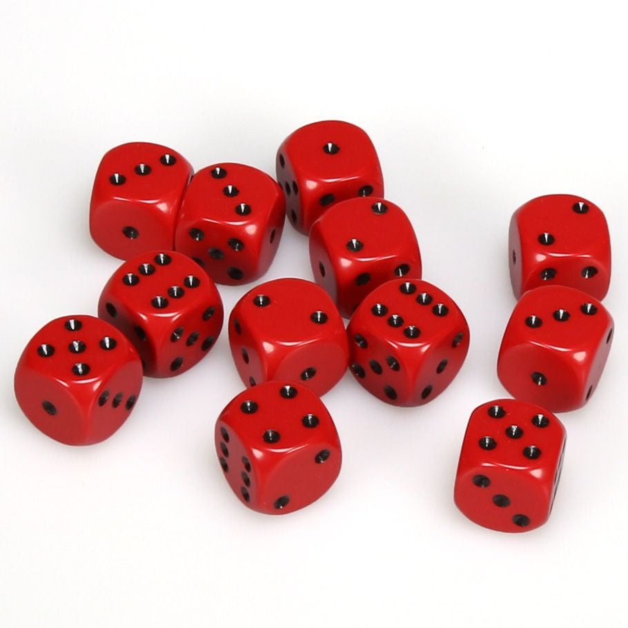 Chessex Opaque Red/Black D6 Six-Sided 16mm Dice