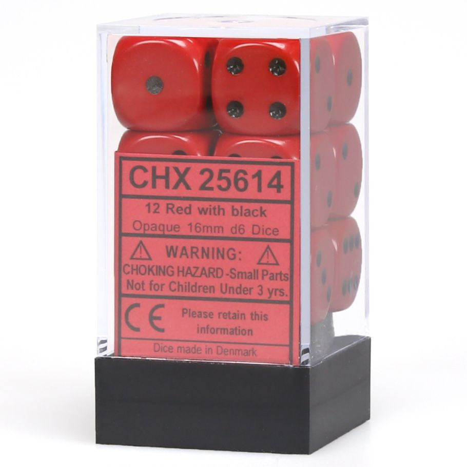 Chessex Opaque Red/Black D6 Six-Sided 16mm Dice
