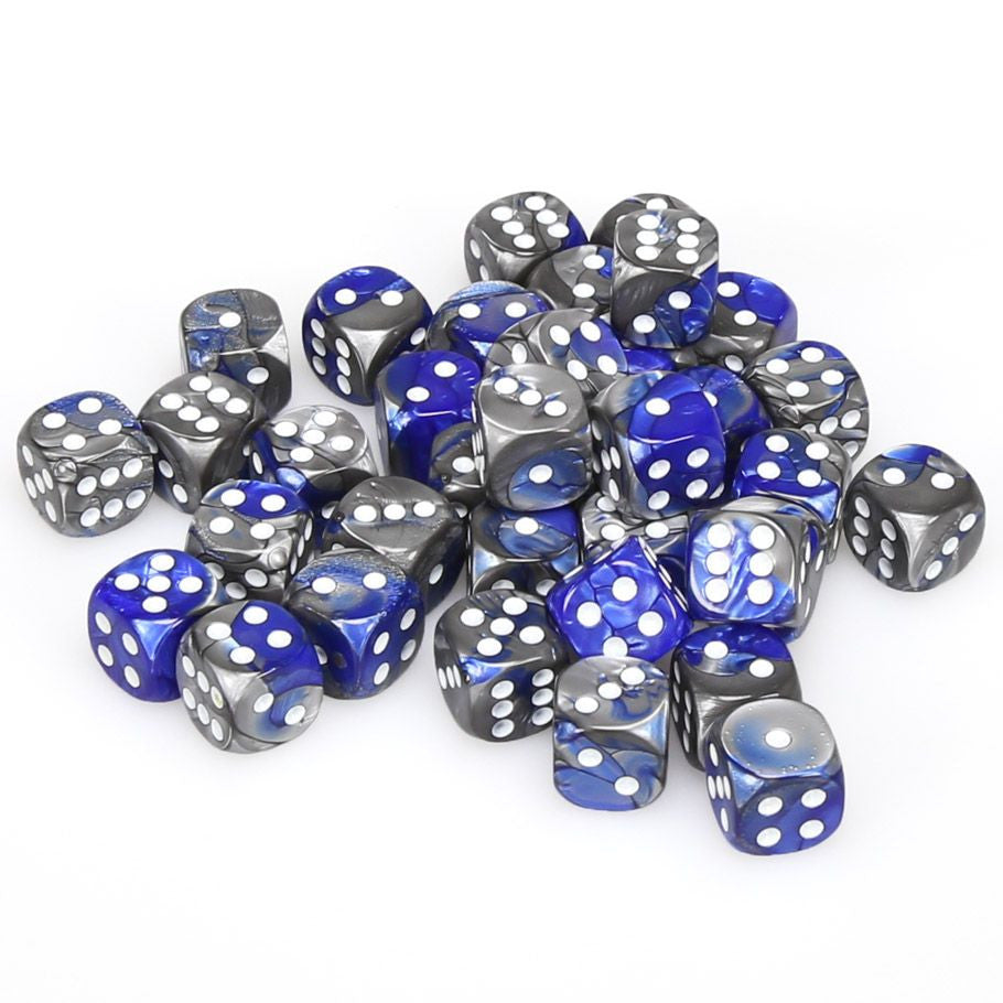 Chessex Gemini Blue-Steel/White Six-Sided 12mm Dice