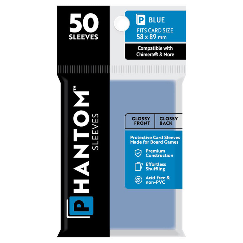 Phantom Sleeves: Blue Glossy/Glossy 50ct 58mmx89mm