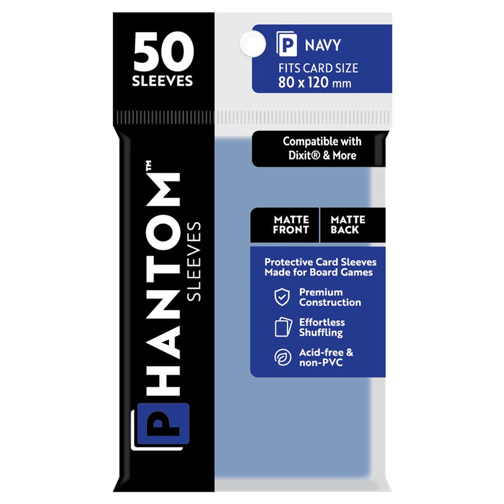 Phantom Sleeves: Navy Matte/Matte 50ct 80mmx120mm