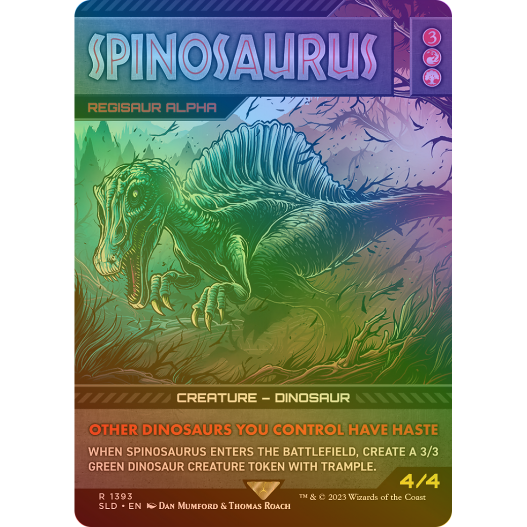 Spinosaurus - Regisaur Alpha (Rainbow Foil) (SLD-1393) - Secret Lair Drop / Spinosaurus (Borderless) Foil