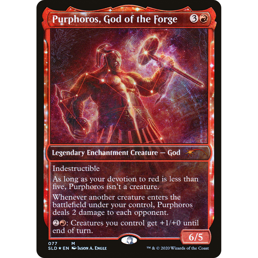 Purphoros, God of the Forge (SLD-077) - Secret Lair Drop: (enchantment, Showcase) Foil