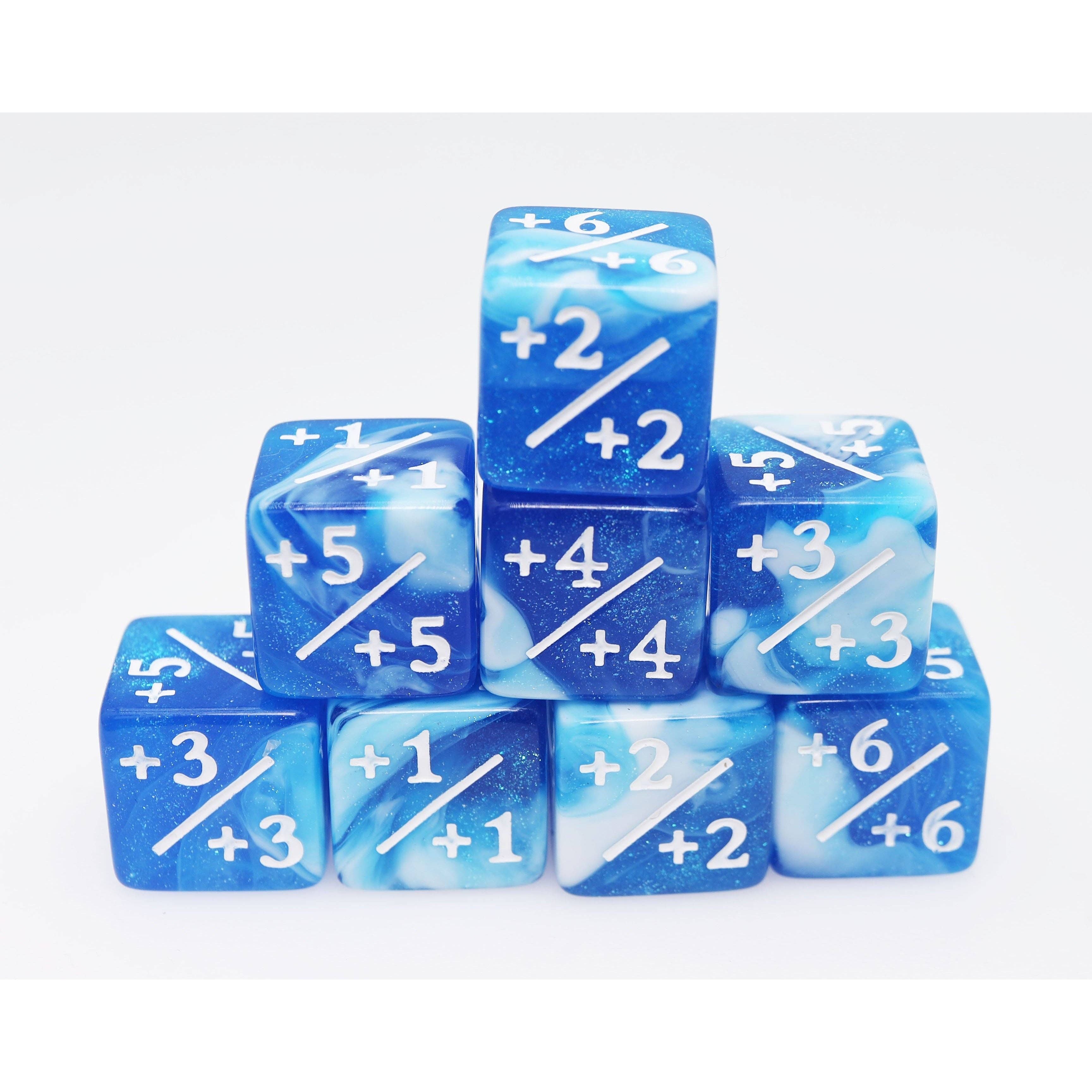 +1/+1 White & Blue Glitter Counters for Magic - Set of 8