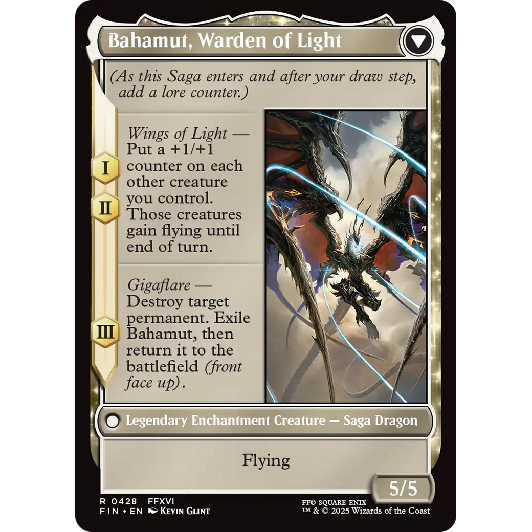 Dion, Bahamut's Dominant // Bahamut, Warden of Light (FIN-428) - FINAL FANTASY: (enchantment, Extended Art)