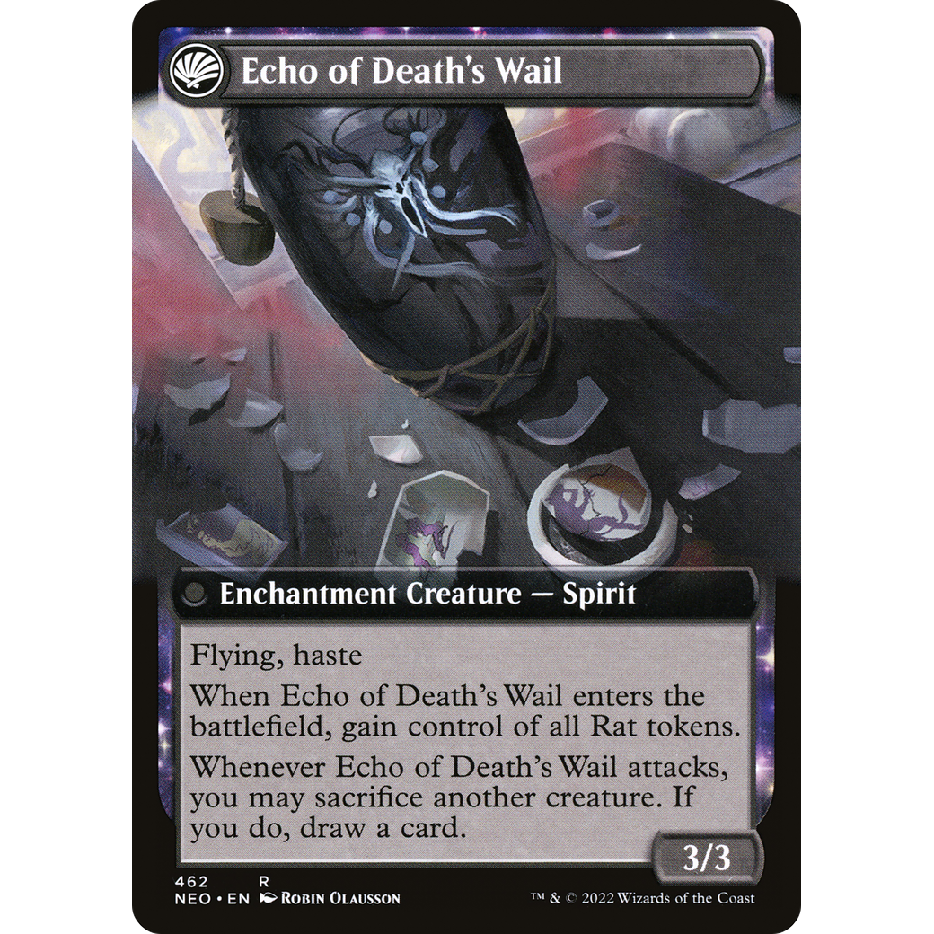 Tribute to Horobi // Echo of Death's Wail (NEO-462) - Kamigawa: Neon Dynasty: (Extended Art, fandfc, enchantment) Foil