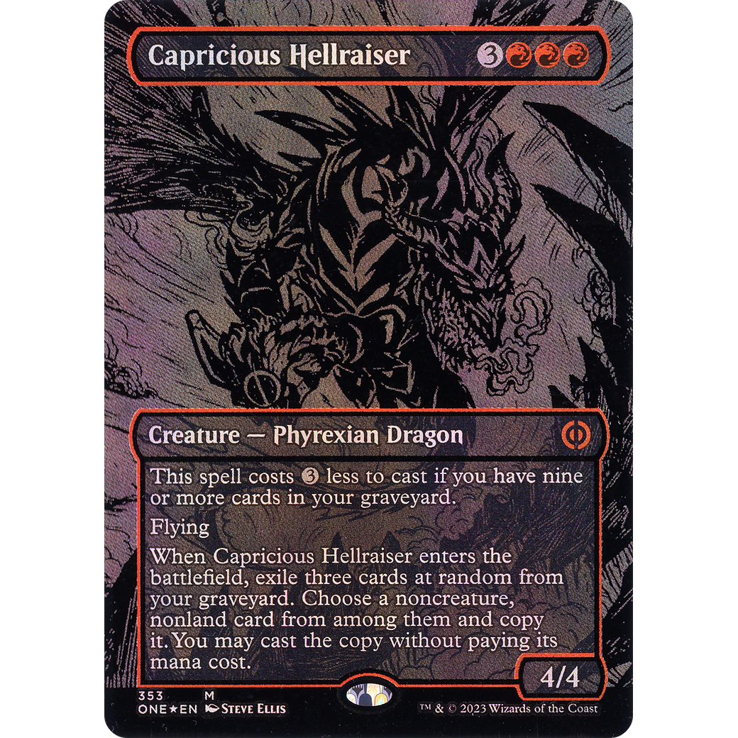 Capricious Hellraiser (ONE-353) - Phyrexia: All Will Be One (Borderless) Foil