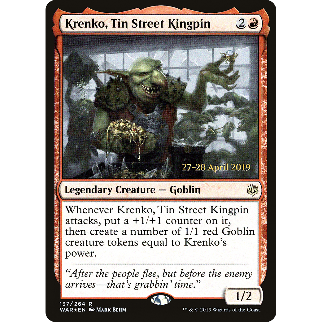 Krenko, Tin Street Kingpin (PRE-137) - War of the Spark Promos Foil
