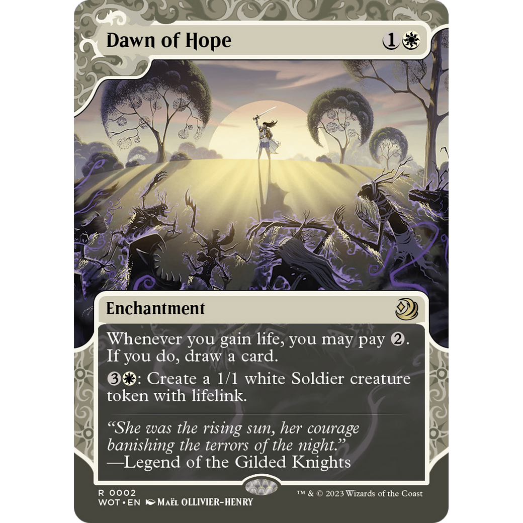 Dawn of Hope (WOT-002) - Wilds of Eldraine: Enchanting Tales: (Showcase) (Borderless) Foil