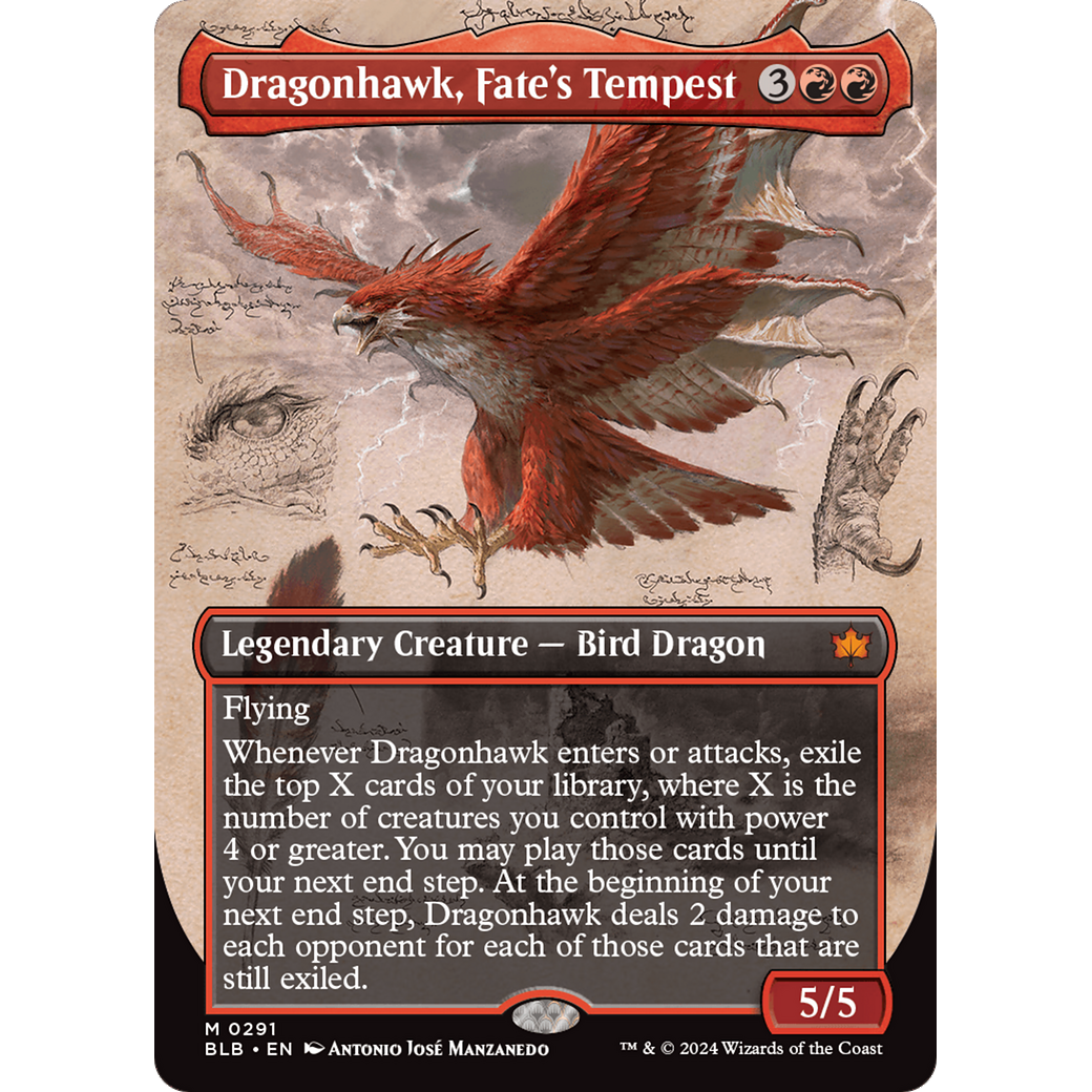 Dragonhawk, Fate's Tempest (BLB-291) - Bloomburrow: (Showcase) (Borderless) Foil