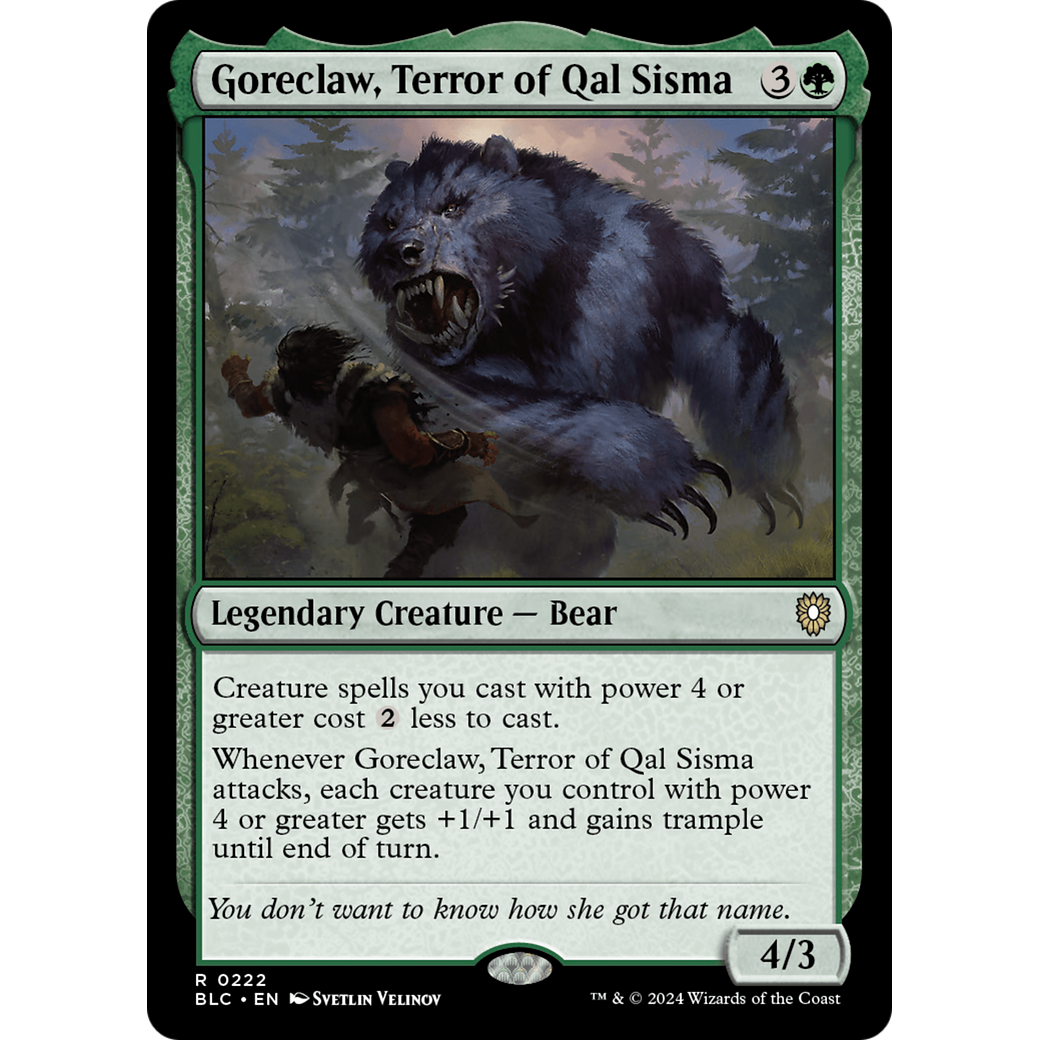 Goreclaw, Terror of Qal Sisma (BLC-222) - Bloomburrow Commander