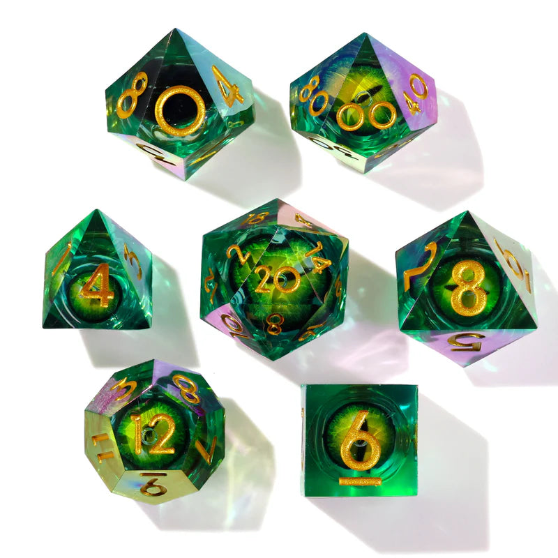 Baron of Dice: Dragon's Eye - Liquid Core 7 Piece Polyhedral RPG Dice Set