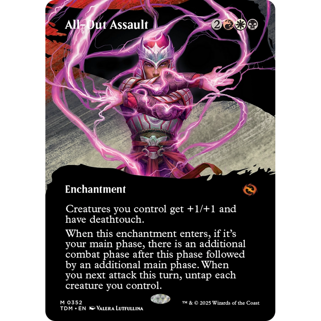 All-Out Assault (TDM-352) - Tarkir: Dragonstorm: (Showcase, enchantment) (Borderless) Foil
