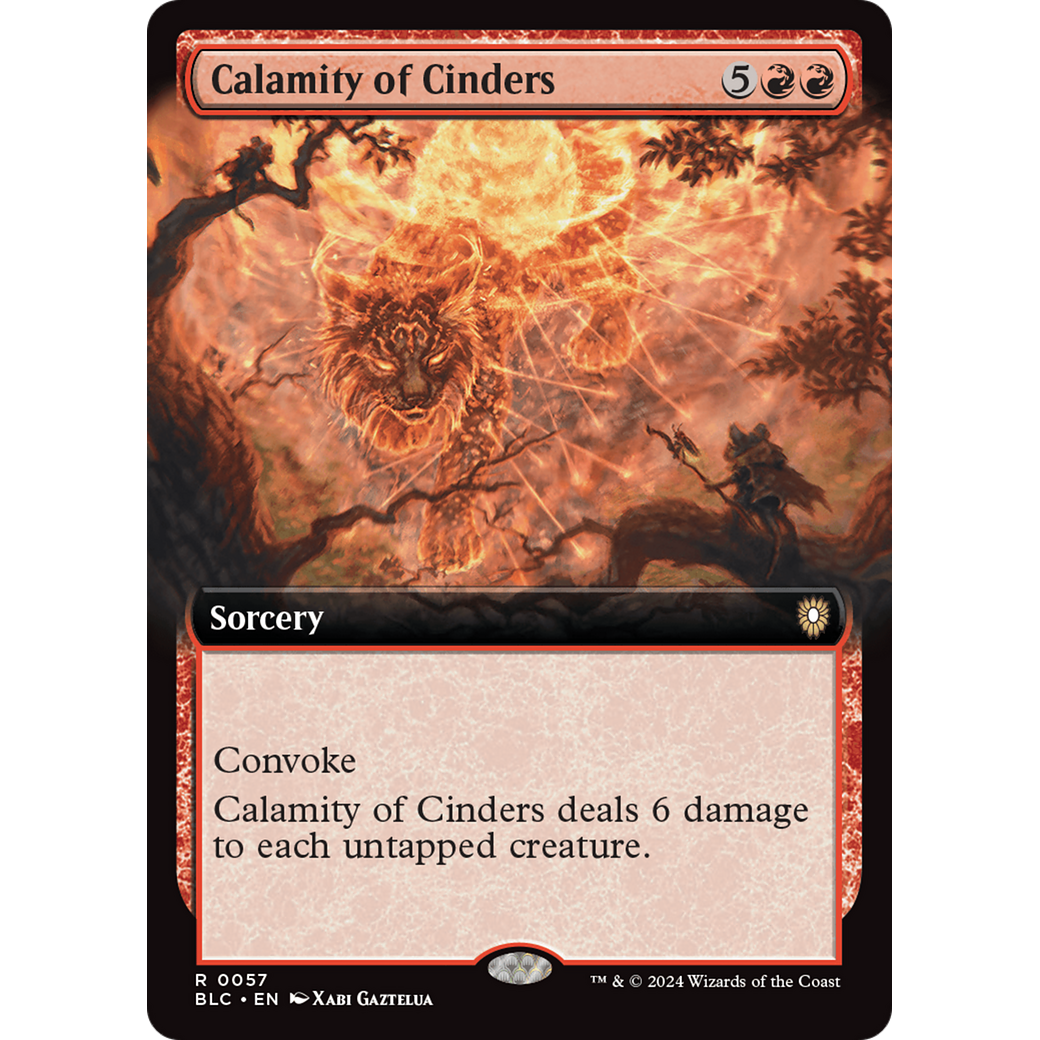 Calamity of Cinders (BLC-057) - Bloomburrow Commander: (Extended Art)