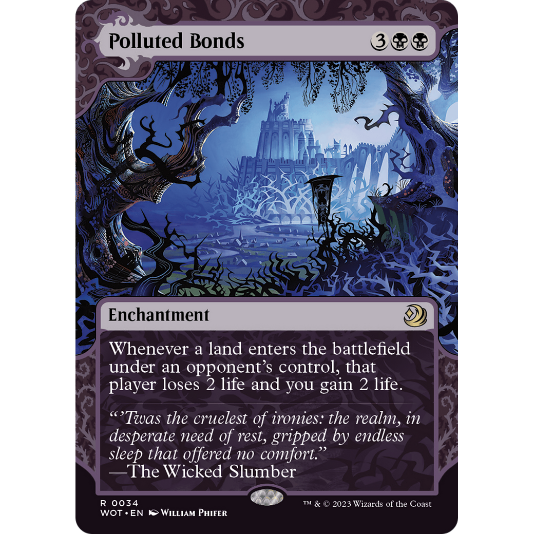 Polluted Bonds (WOT-034) - Wilds of Eldraine: Enchanting Tales: (Showcase) (Borderless) Foil