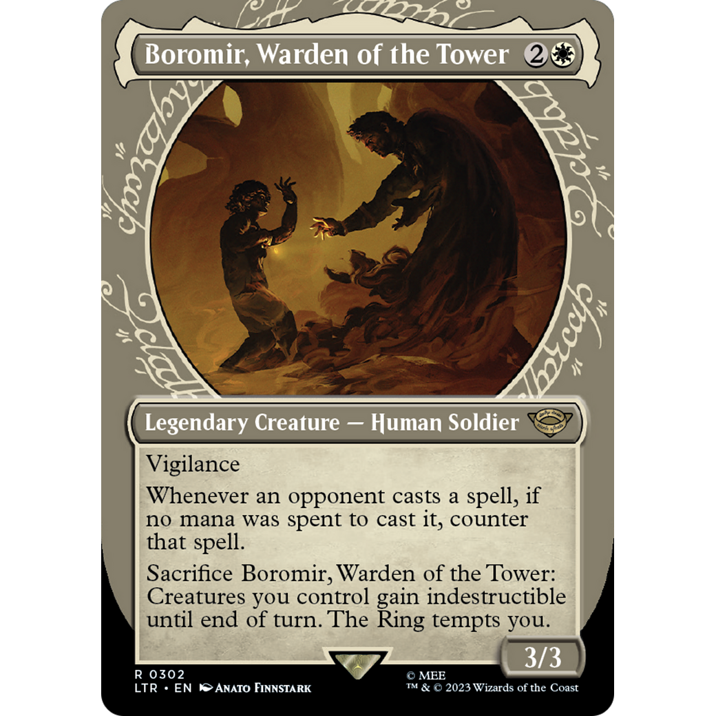 Boromir, Warden of the Tower (LTR-302) - The Lord of the Rings: Tales of Middle-earth: (Showcase) (Borderless) Foil