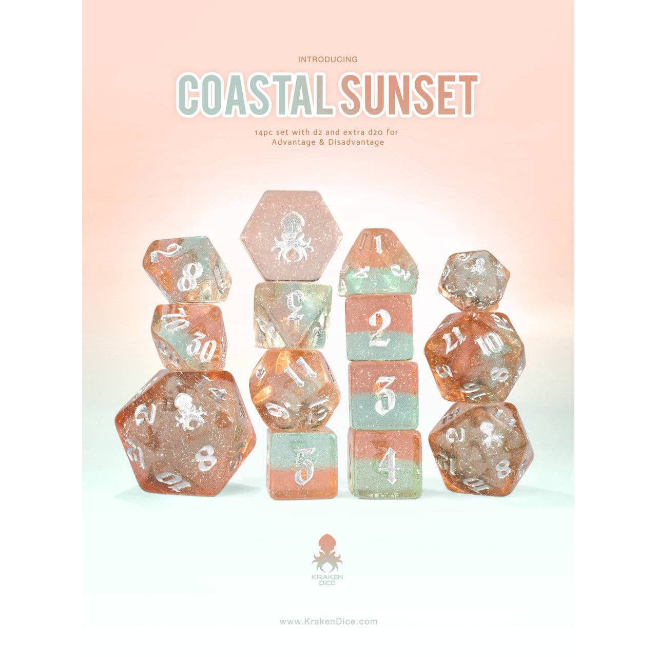 Coastal Sunset 14pc Dice Set