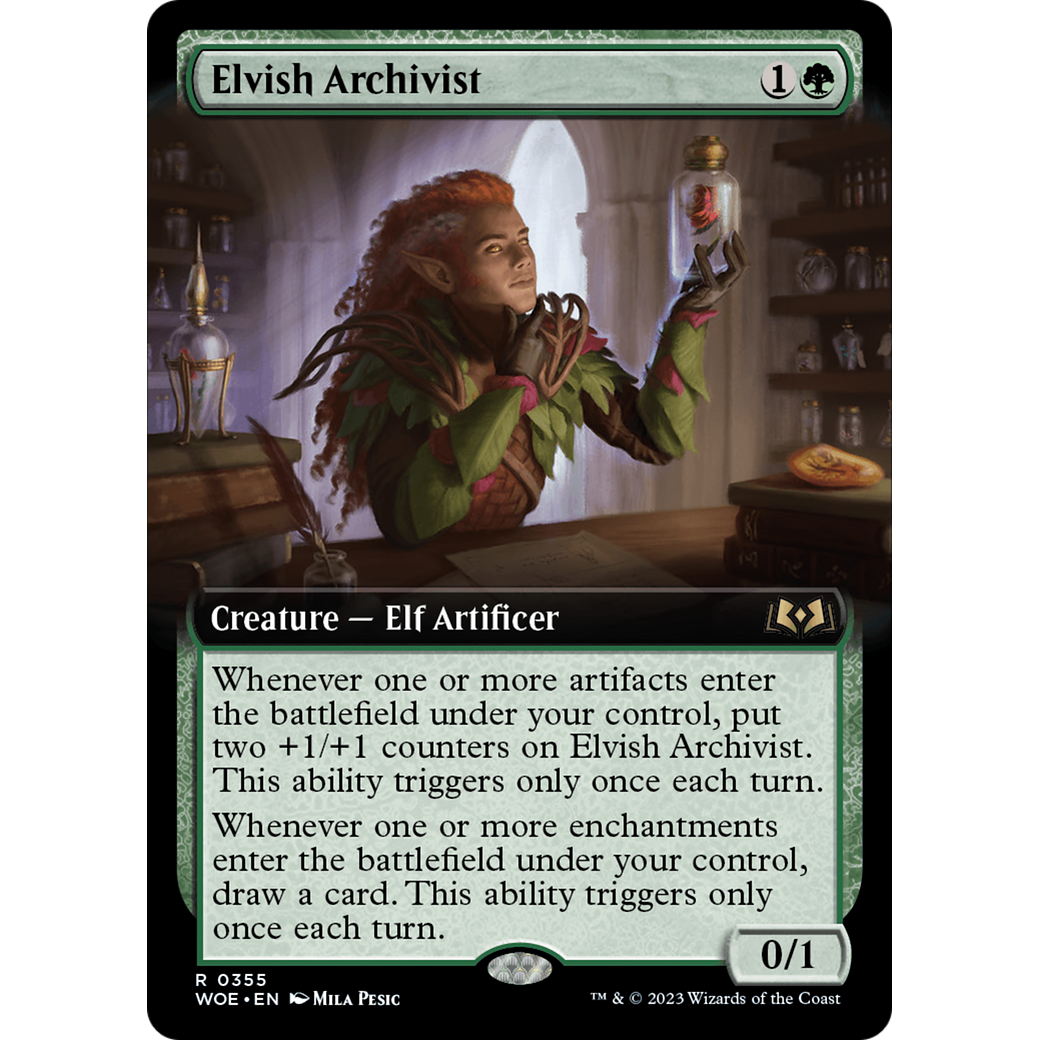 Elvish Archivist (WOE-355) - Wilds of Eldraine: (Extended Art) Foil