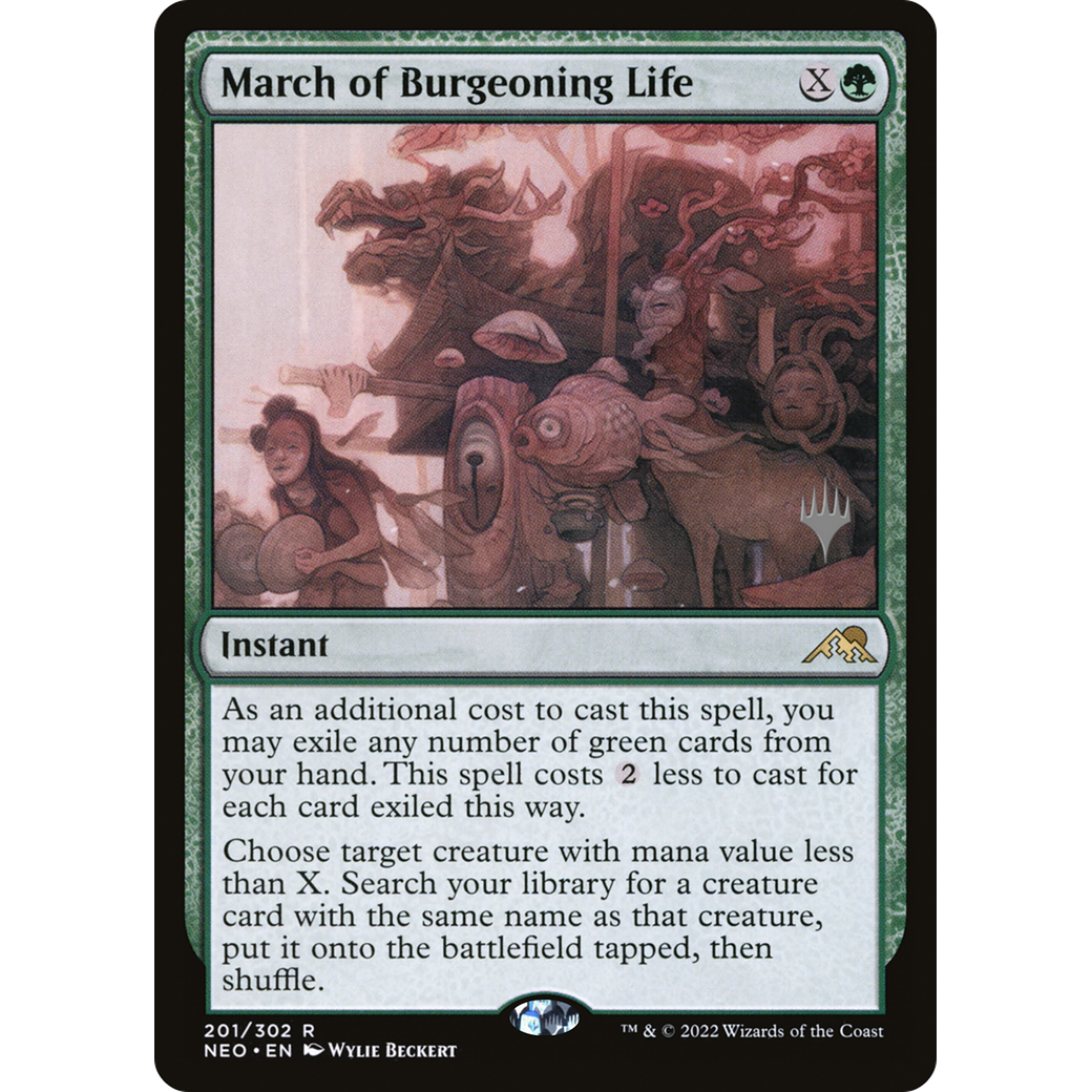 March of Burgeoning Life (PPNEO-201P) - Kamigawa: Neon Dynasty Promos Foil