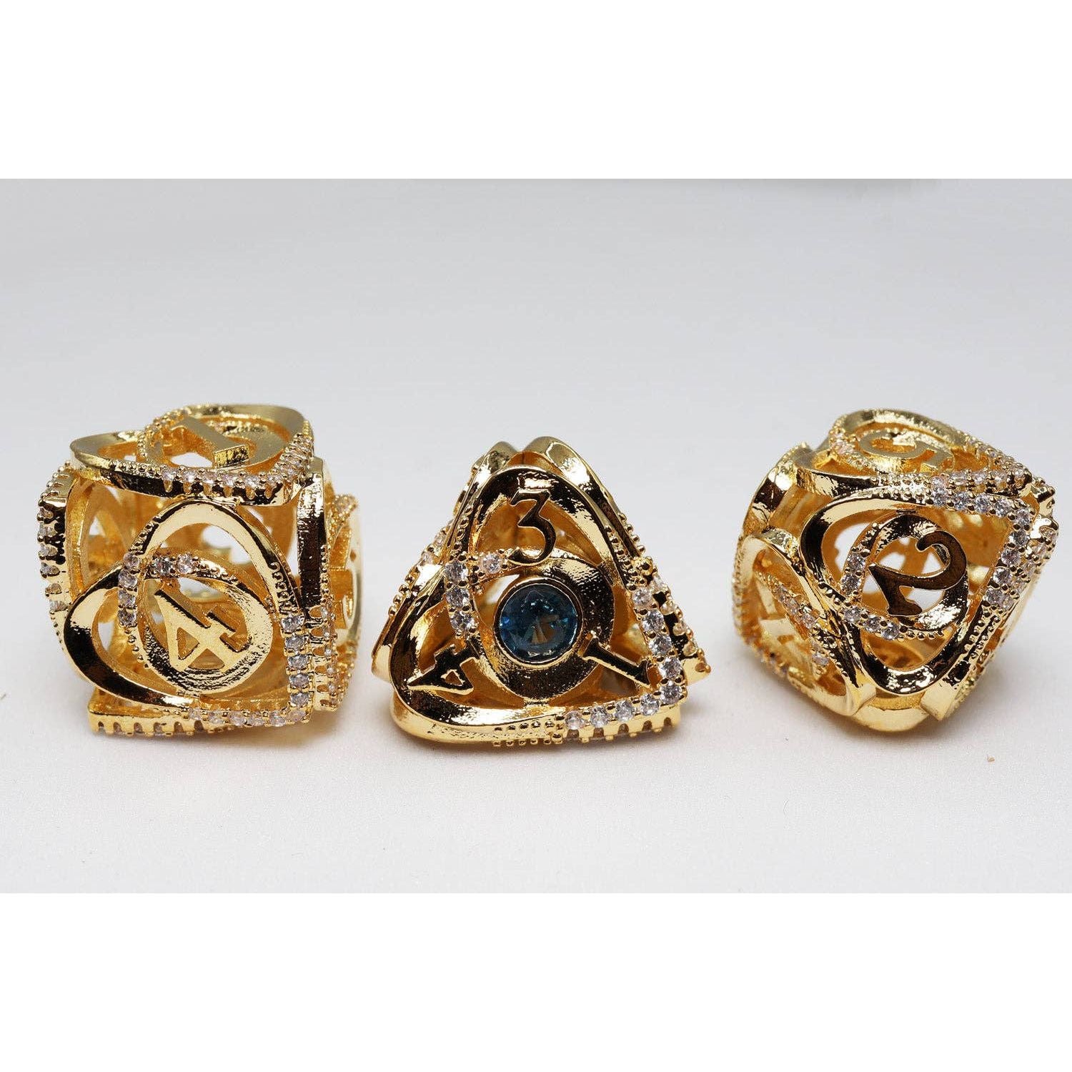 Hollow Hearts: Jeweled Gold - Metal RPG Dice Set