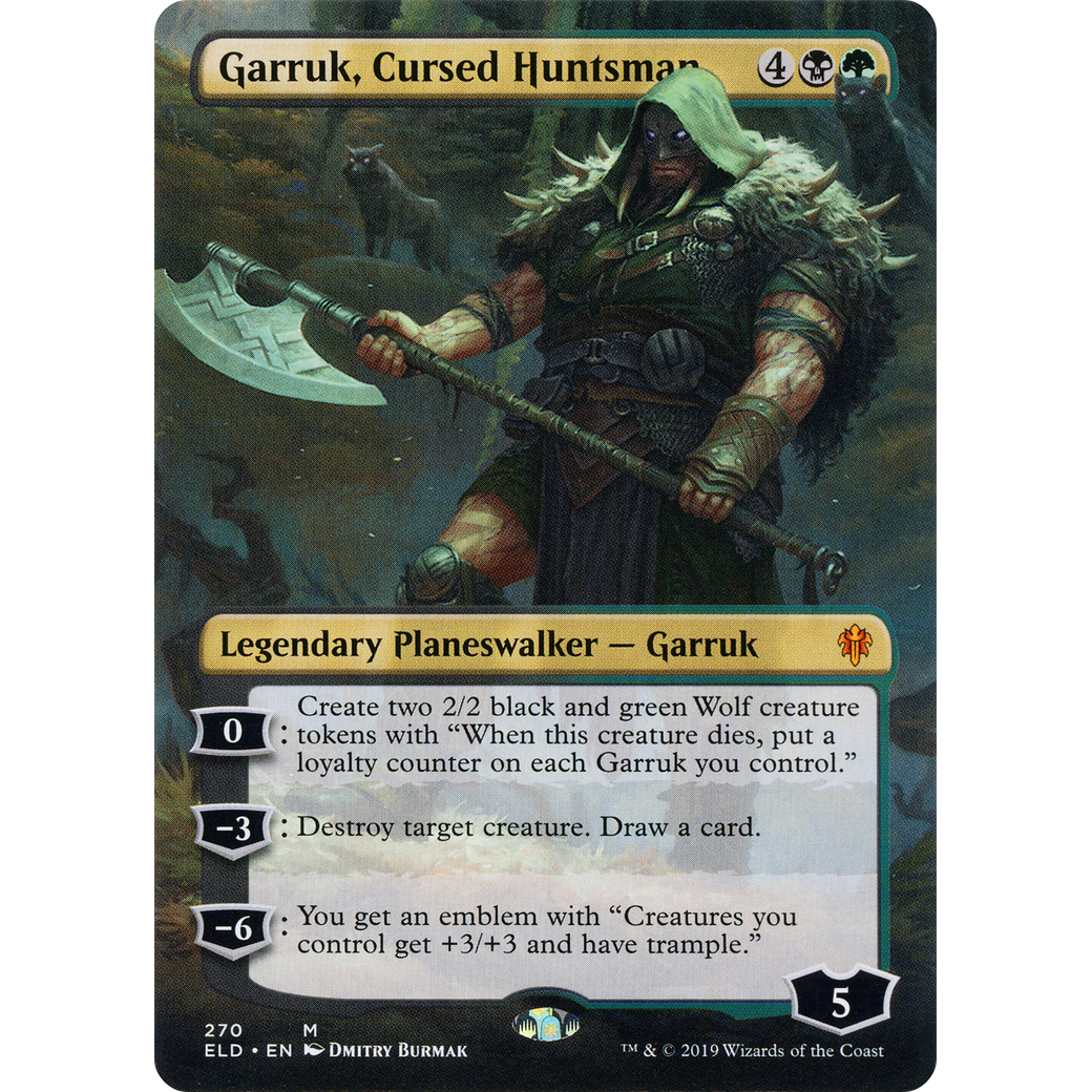 Garruk, Cursed Huntsman (Borderless) (ELD-270) - Throne of Eldraine (Borderless)