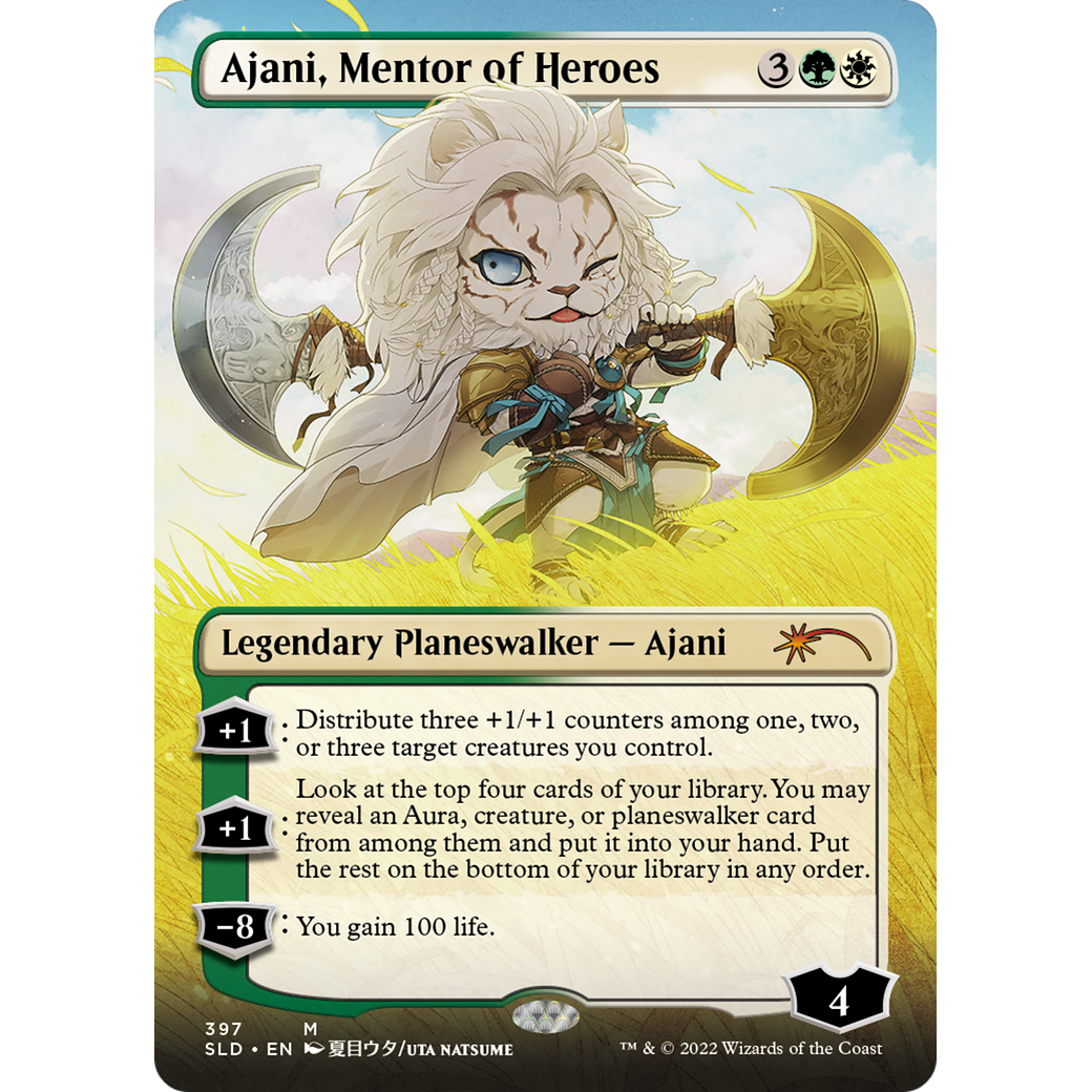 Ajani, Mentor of Heroes (Borderless) (SLD-397) - Secret Lair Drop (Borderless) Foil