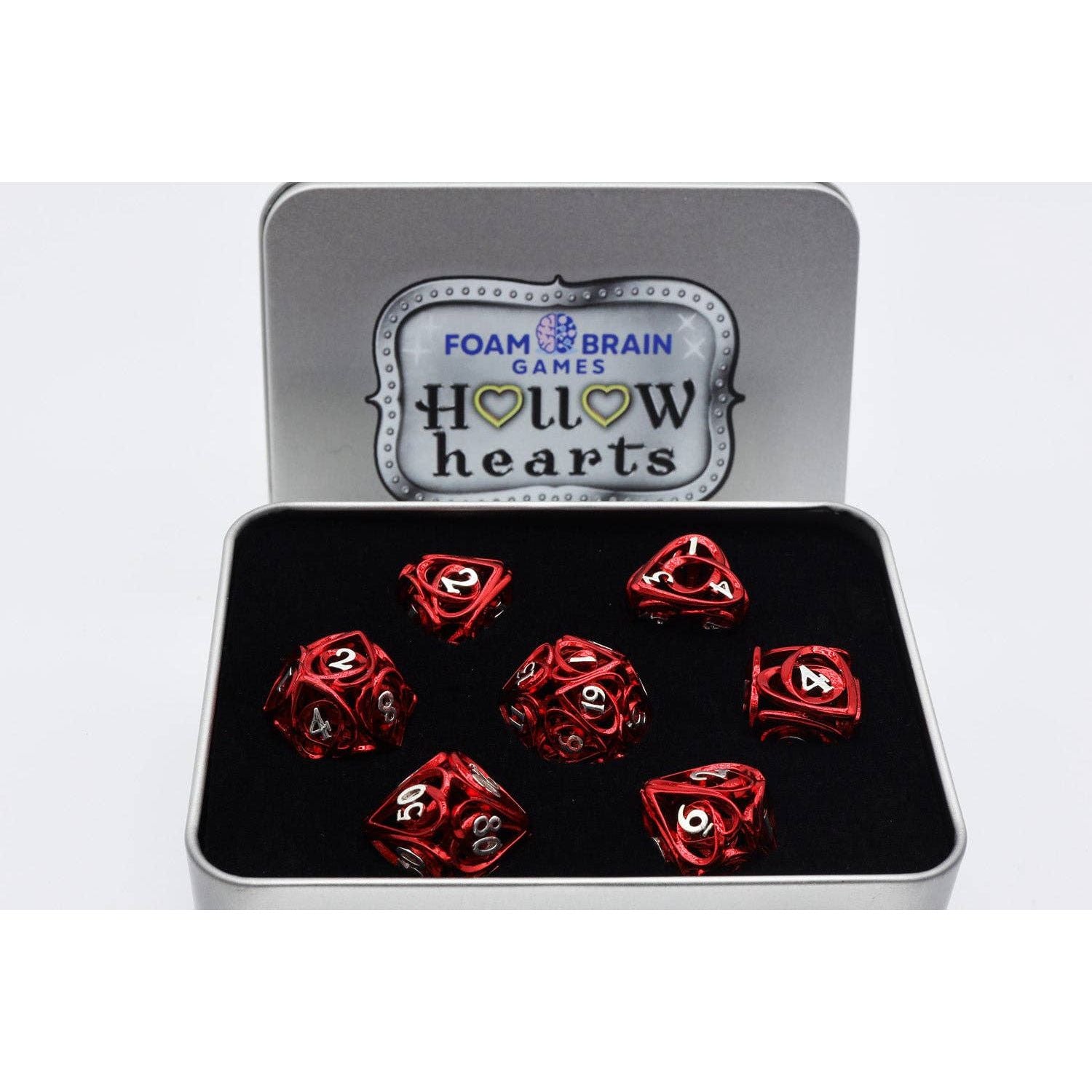 Hollow Hearts: Red - Metal RPG Dice Set