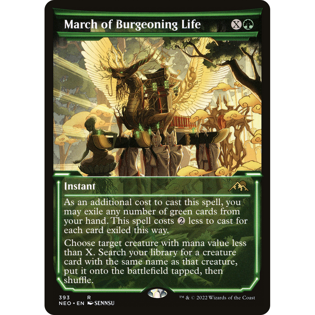 March of Burgeoning Life (NEO-393) - Kamigawa: Neon Dynasty: (Showcase) Foil