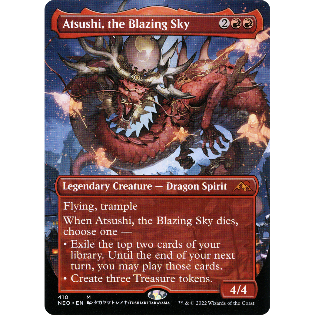 Atsushi, the Blazing Sky (NEO-410) - Kamigawa: Neon Dynasty (Borderless) Foil