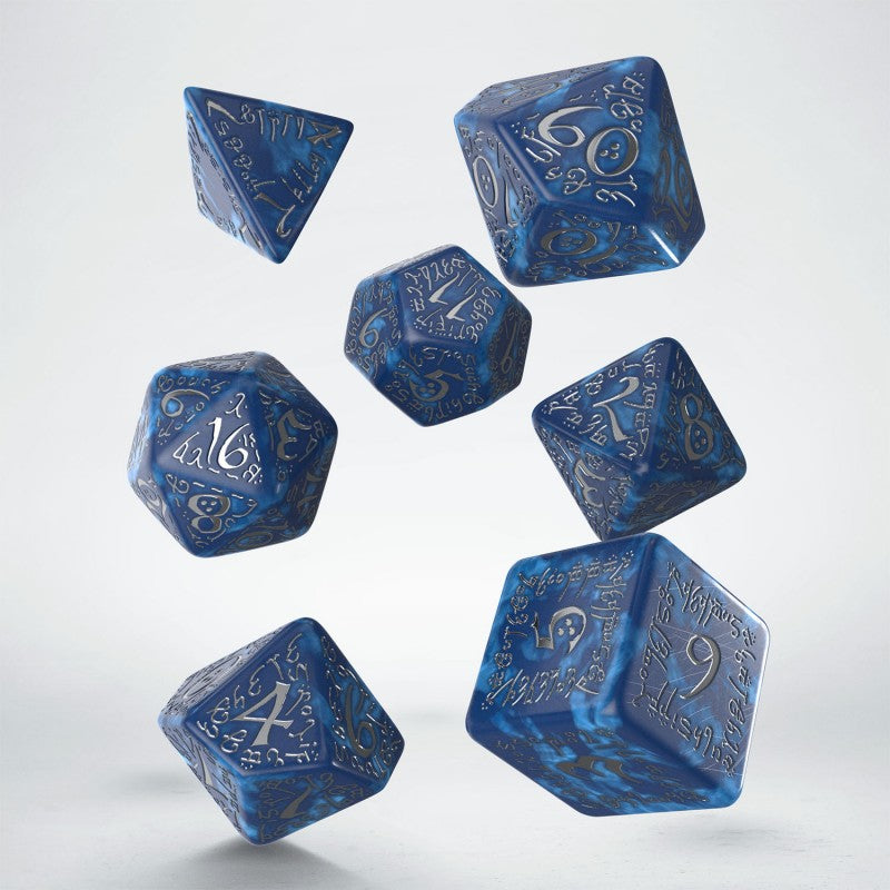Elvish Cobalt & Silver Set of 7 Polyhedral Dice