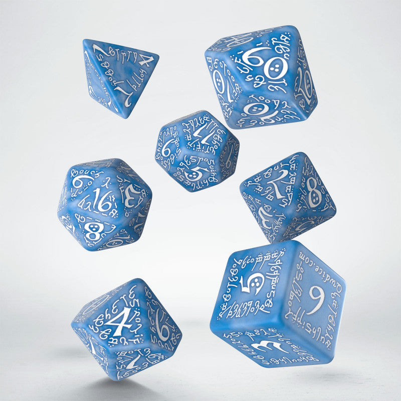 Elvish Glacier & White Set of 7 Polyhedral Dice