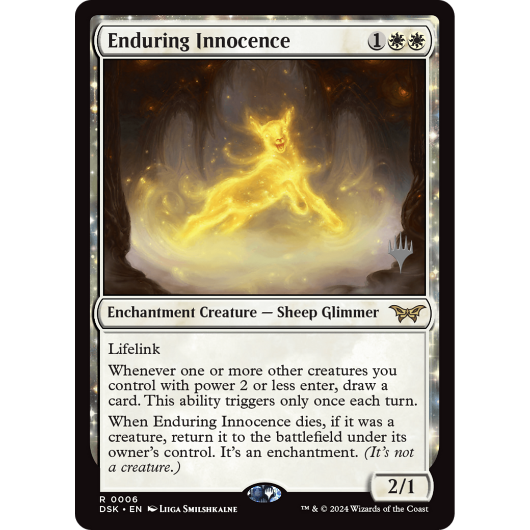 Enduring Innocence (PPDSK-06P) - Duskmourn: House of Horror Promos: (enchantment) Foil