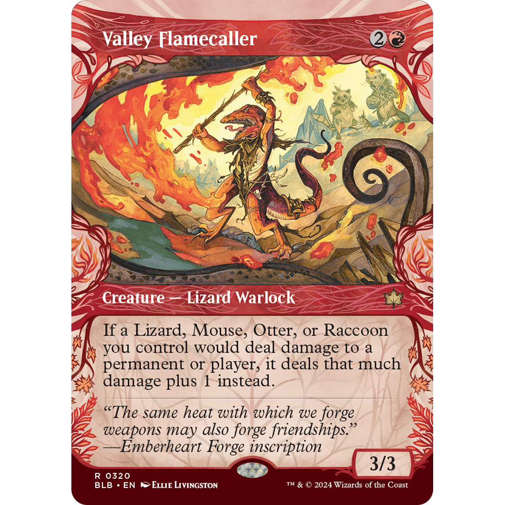 Valley Flamecaller (BLB-320) - Bloomburrow: (Showcase) (Borderless) Foil