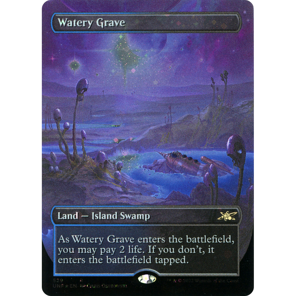 Watery Grave (Borderless) (Galaxy Foil) (UNF-529) - Unfinity (Borderless) Foil
